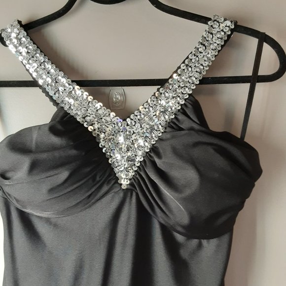 "Light in the Box" Black Open Back Sparkle Maxi Dress | Size 8-10 - Picture 2 of 13